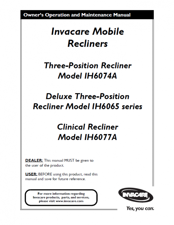 MODEL# IH6077A | Invacare® Clinical Recliner - Image 2