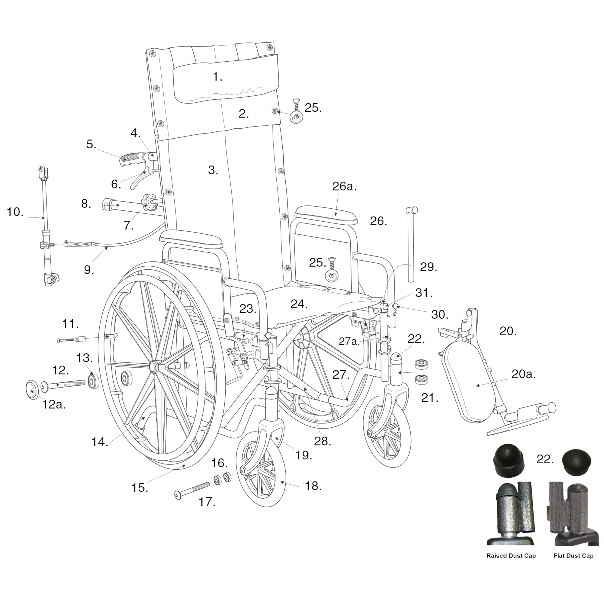 Silver Sport Recliner Complete Parts Drawing