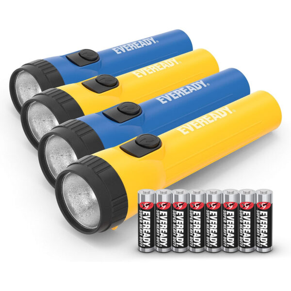 LED Flashlights With Batteries, 4/Pack