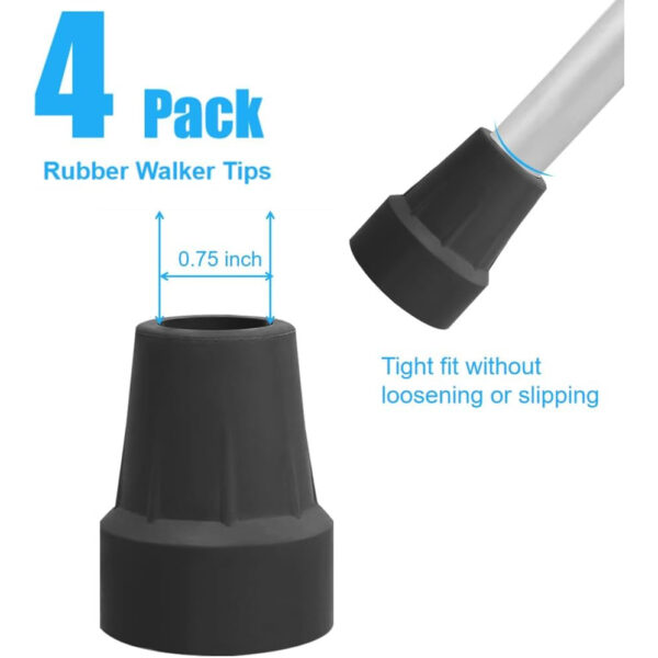 3/4 Inch Rubber Tips, 4/Pk. (Black) - Image 2