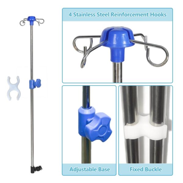 Universal Wheelchair IV Pole, 4-Hook
