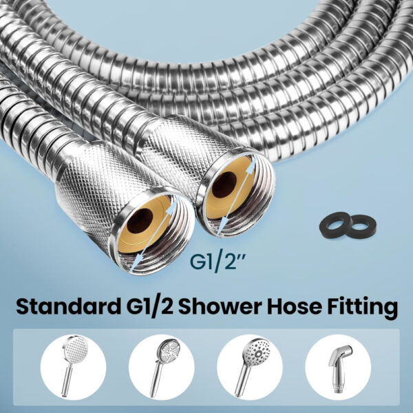 Universal Shower Hose, 72", Stainless Steel - Image 2