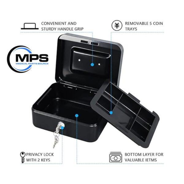Personal Lock Box W/Keys, Black - Image 2